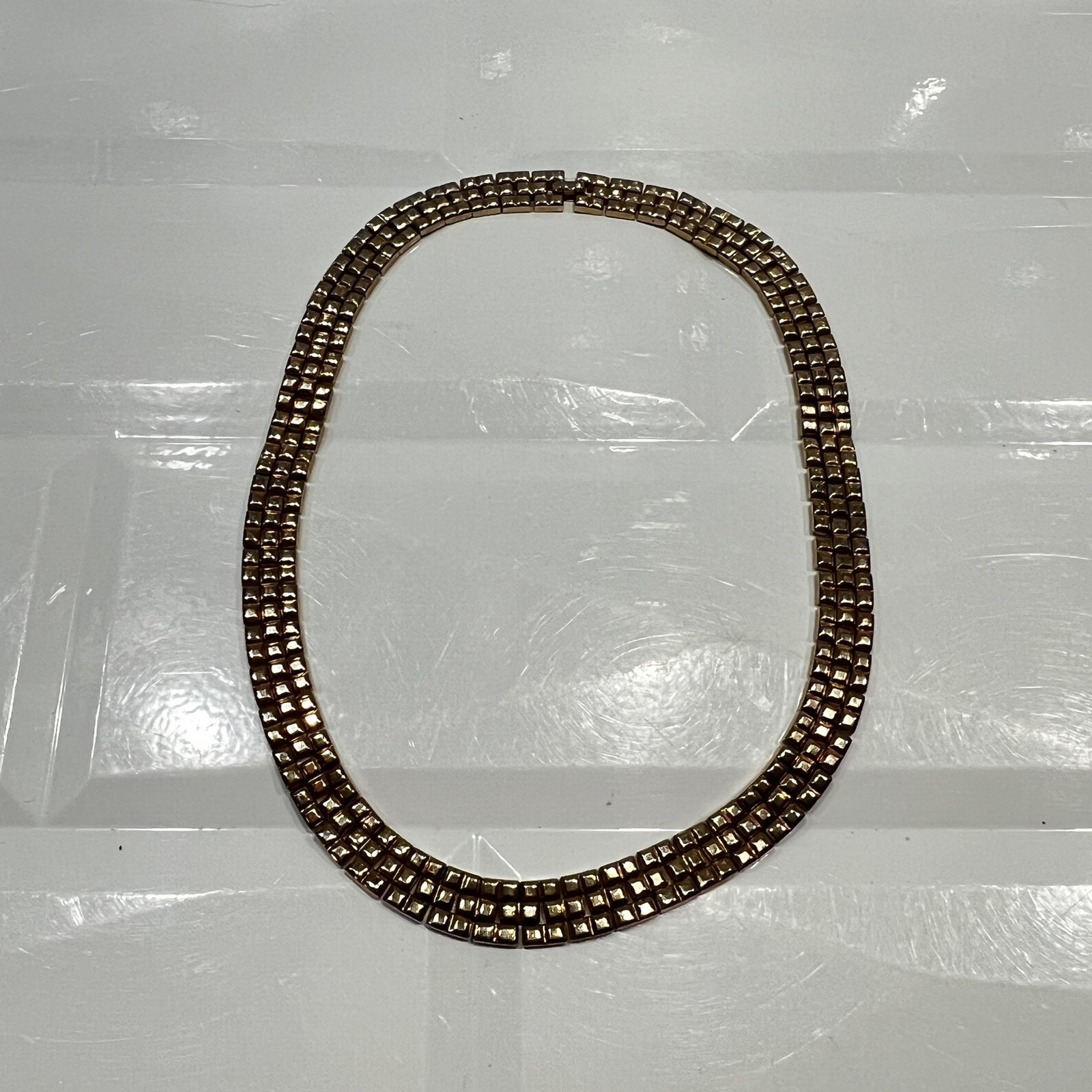 Crown Trifari Patent Pend Panel Link Collar Necklace Alfred Philippe Gold 1948
